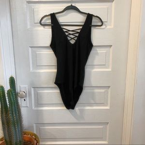 Gianni Bini GB Criss Criss Black Bodysuit